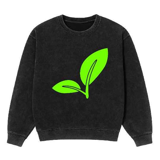 2 Green Beautiful Leaves Eco Spring Summer Nature Mineral Wash Sweatshirts