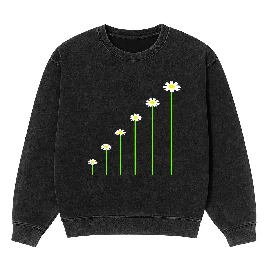 Many Pretty Daisy Flowers Decorative Nature Design Mineral Wash Sweatshirts