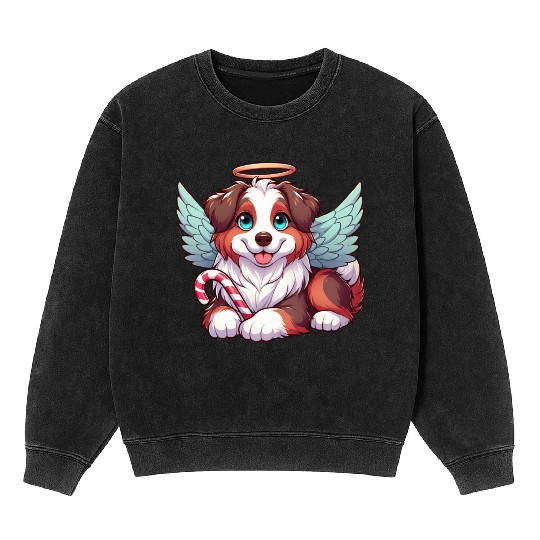Cute Christmas Dog Australian Shepherd Mineral Wash Sweatshirts