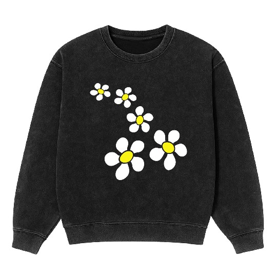 Many Pretty Daisy Flowers Decorative Flower Design Mineral Wash Sweatshirts