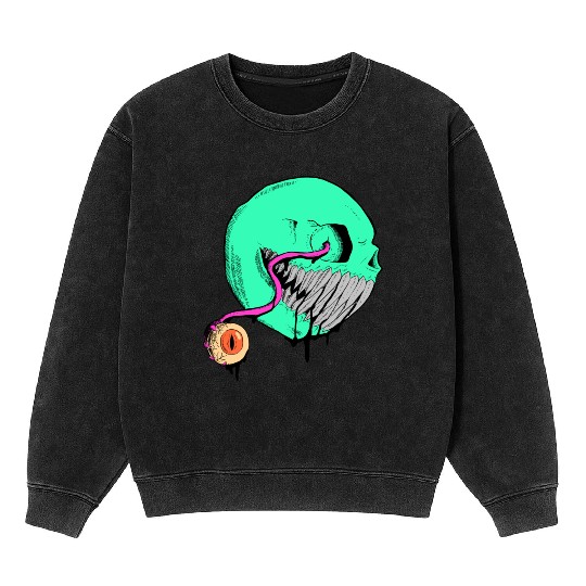 Cringe Zombie Pac Man Mineral Wash Sweatshirts