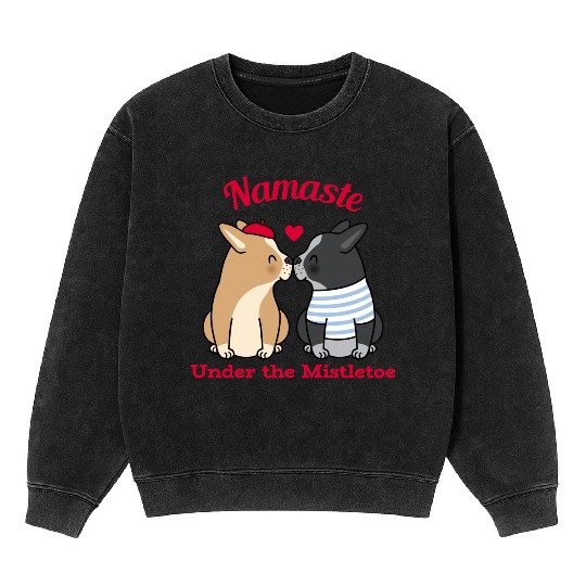 Namaste Under the Mistletoe Christmas Yoga Mineral Wash Sweatshirts