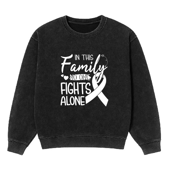 No one fights alone Lung Cancer Awareness Month Mineral Wash Sweatshirts
