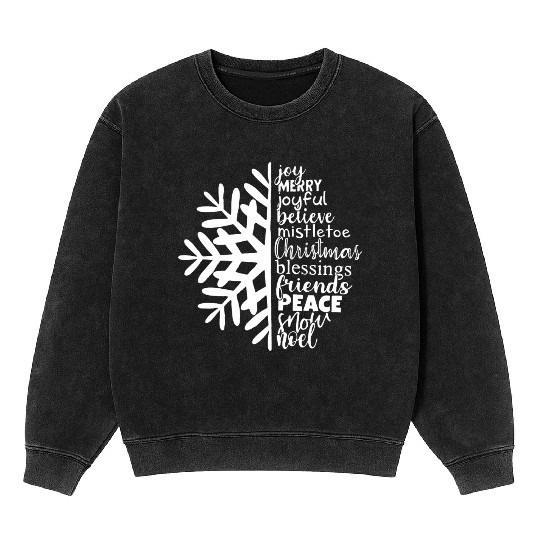 Christmas Snowflake with Joyful Words Mineral Wash Sweatshirts