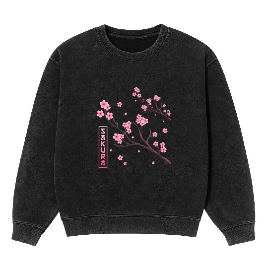Cherry Blossom Japan Harajuku Manga Japan Sakura Mineral Wash Sweatshirts