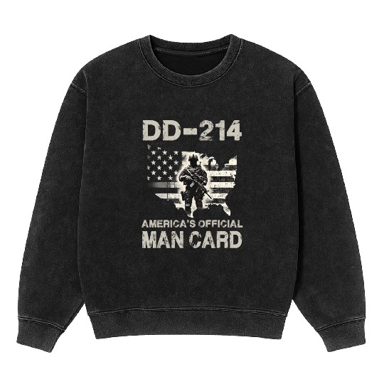 DD 214 America s Official Man Card Mineral Wash Sweatshirts