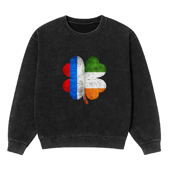 Russian Irish Shamrock Russia Ireland Flag Mineral Wash Sweatshirts