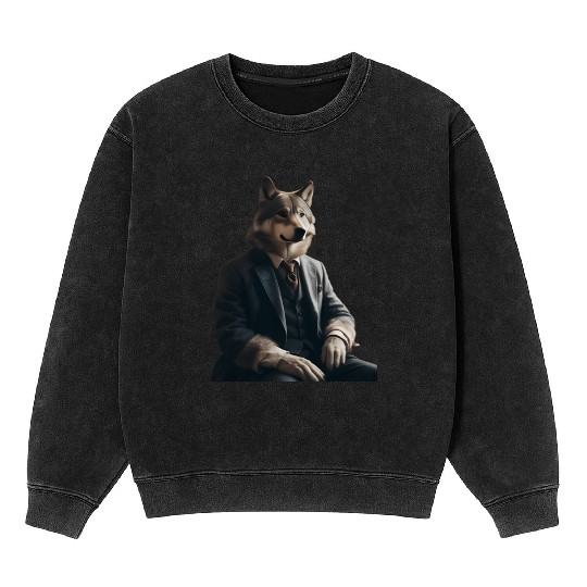 Business Wolf Ready for Success Mineral Wash Sweatshirts