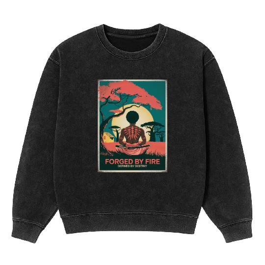 Vintage Afro Samurai Warrior - Forged By Fire Mineral Wash Sweatshirts