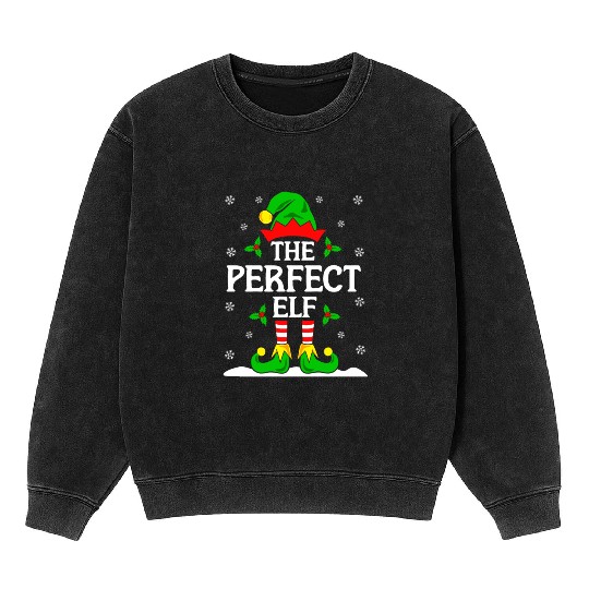 The Perfect Elf Christmas Mineral Wash Sweatshirts