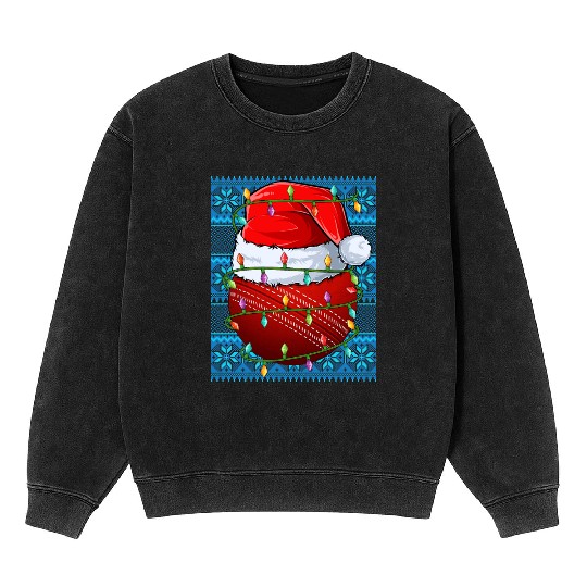 Cricket Ball Christmas Lights Mineral Wash Sweatshirts