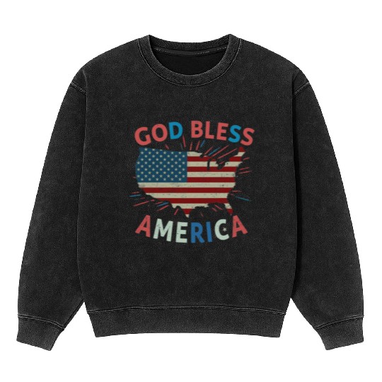 God Bless America Mineral Wash Sweatshirts Design