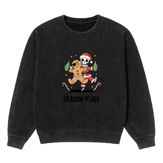 Season of joy: Gingerbread Pirate & Skeleton santa Mineral Wash Sweatshirts
