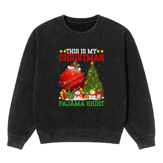 Cricket Ball Christmas Tree Lights Mineral Wash Sweatshirts