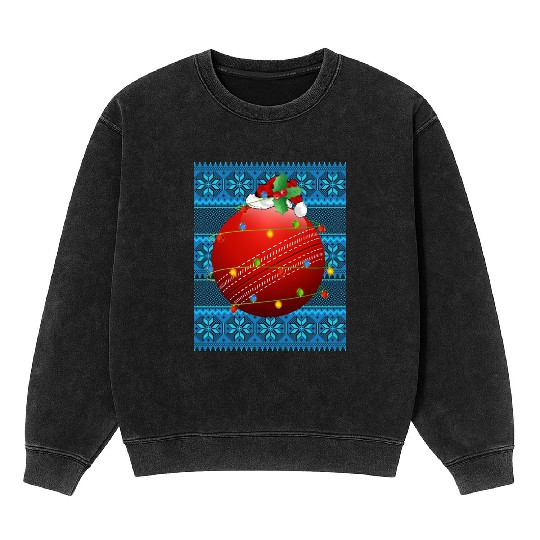 Cricket Ball Christmas Lights Mineral Wash Sweatshirts