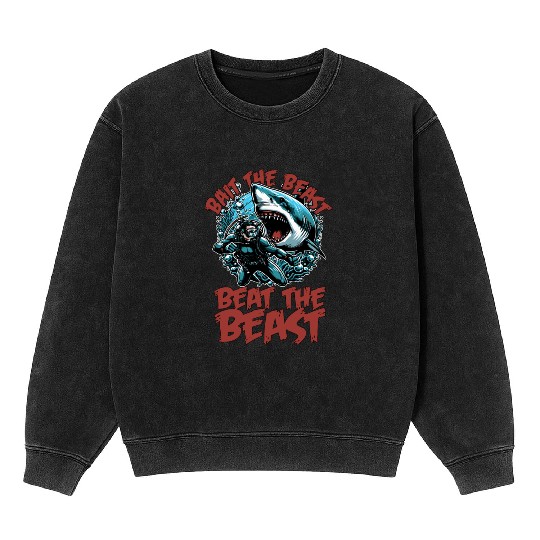 Shark Hunting Bait The Beast Beat Fossil Hunter Mineral Wash Sweatshirts