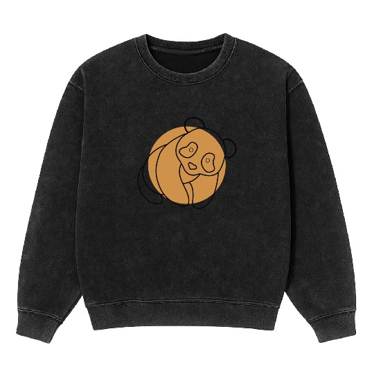 Lineart Panda Bear Ailuropoda Melanoleuca Friend Mineral Wash Sweatshirts