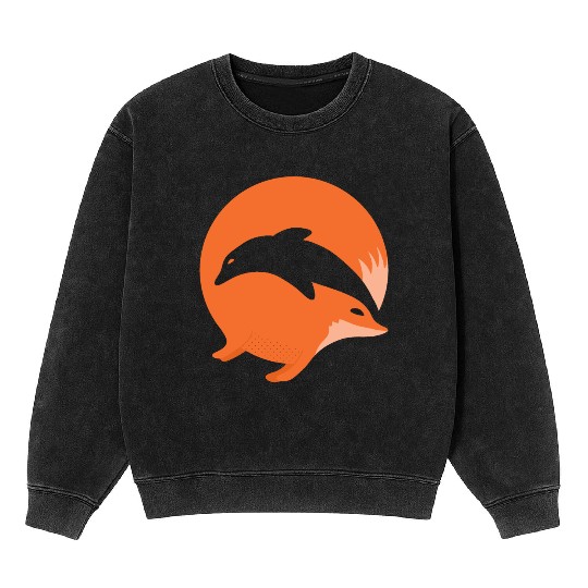 Fox or Dolphin in this fun optical illusion Mineral Wash Sweatshirts