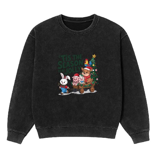Merry Christmas, Christmas tree retro Mineral Wash Sweatshirts
