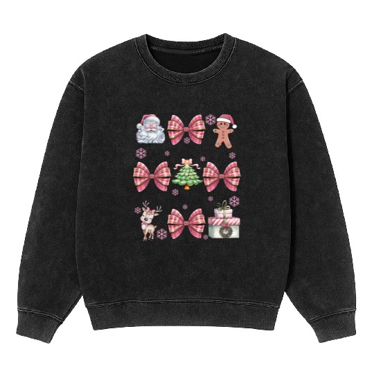 Merry Christmas, Christmas Coquette Bow Mineral Wash Sweatshirts