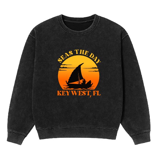 Sunshine-State Florida SEAS DAY KEY-WEST, FL Mineral Wash Sweatshirts