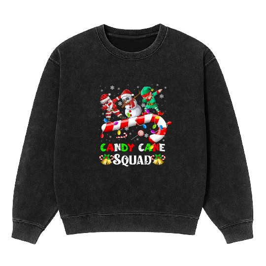 Dabbing Santa Elf Snowman Candy Cane Christmas Mineral Wash Sweatshirts