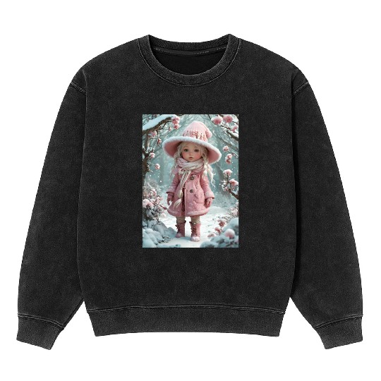 Full body of a realistic sweetness baby chibi girl Mineral Wash Sweatshirts