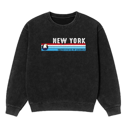 New York City Vintage Skyline Classic Retro Style Mineral Wash Sweatshirts