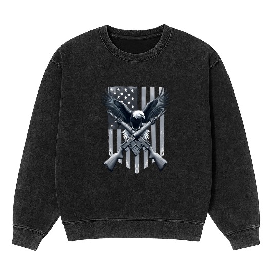 US Flag with Eagle Mineral Wash Sweatshirts