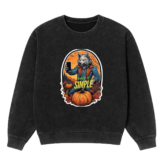 Werewolf Selfie: Pumpkin Patch Edition Unique T-Sh Mineral Wash Sweatshirts