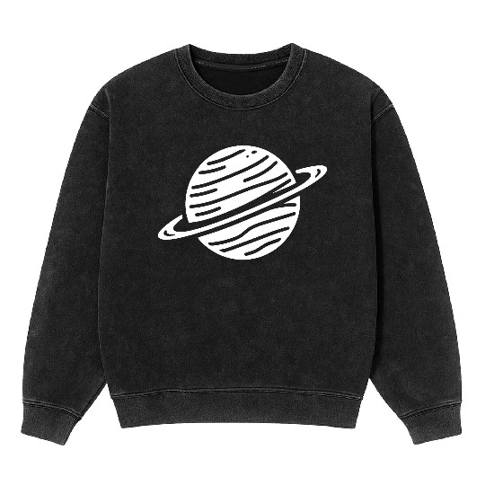 Minimalistic Saturn Planet Space Vector path38 Mineral Wash Sweatshirts