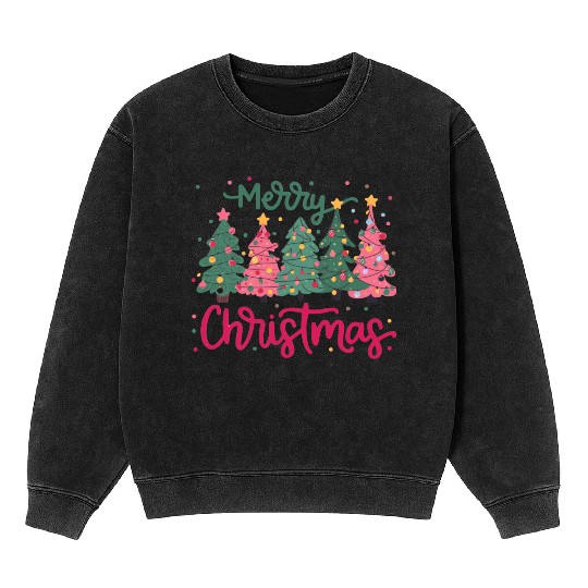Merry Christmas, Christmas Tree Mineral Wash Sweatshirts