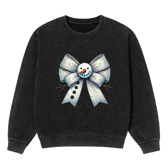 Snowman Coquette Bow, Merry Christmas Mineral Wash Sweatshirts