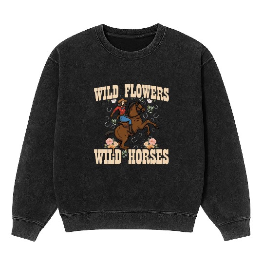 Wild Flowers Wild Horses Women's Wild Horses Mineral Wash Sweatshirts