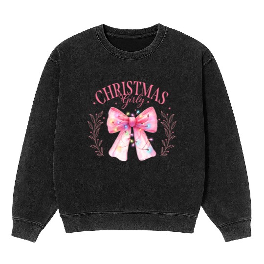 Pink Christmas Girly Mineral Wash Sweatshirts