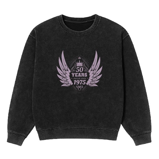 50th Birthday Unique Angel Crown Wings Mineral Wash Sweatshirts