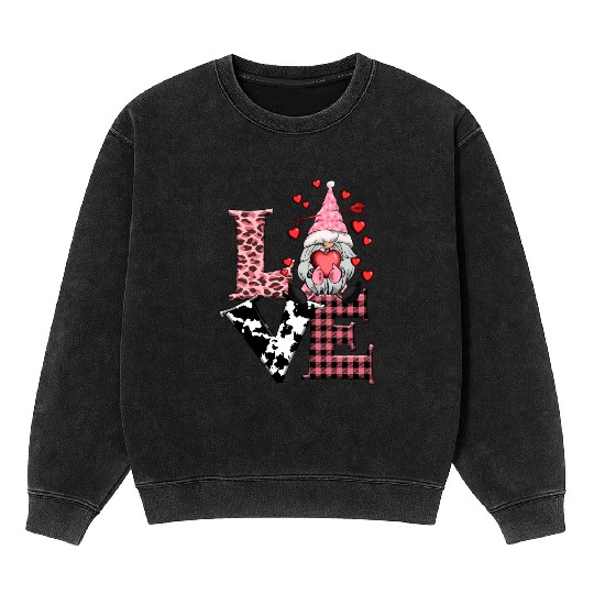 Gnomes Valentines Revelin, Valentines Retro Mineral Wash Sweatshirts
