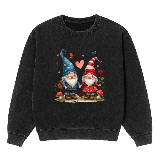 Gnomes Valentines Revelin, Valentines Retro Mineral Wash Sweatshirts