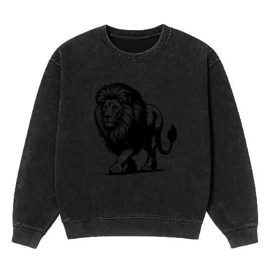 Lion With Mane Large African Cat Of Prey Mineral Wash Sweatshirts