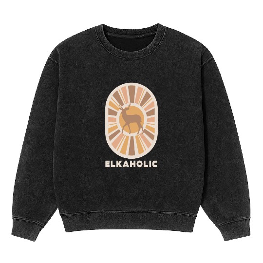 Elk Hunting Elkaholic Hunters Mineral Wash Sweatshirts