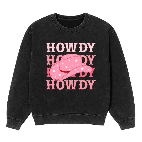 Howdy Cowboy Star Hat Mineral Wash Sweatshirts