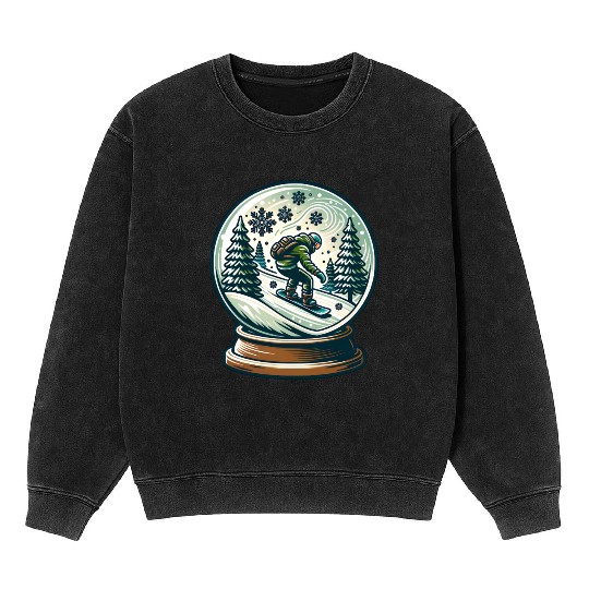 Snowboarding Adventure in Winter Wonderland Mineral Wash Sweatshirts