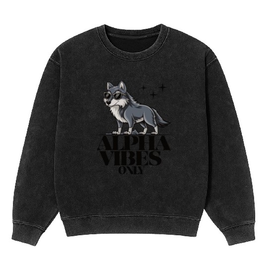 Beautiful gift idea funny quote design Alpha Wolf Mineral Wash Sweatshirts