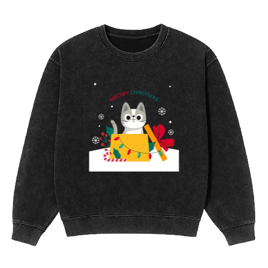 Meowy Christmas Surprise! Mineral Wash Sweatshirts