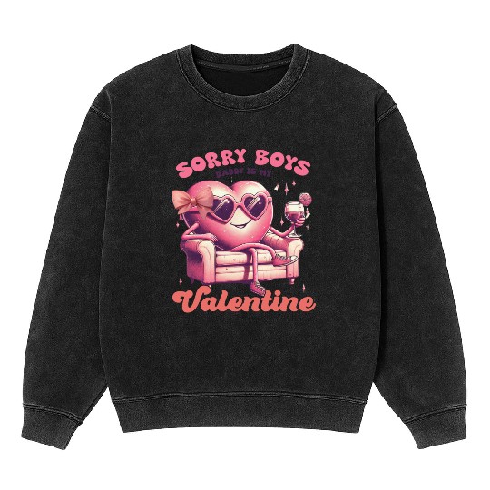 Valentines Day, Valentine Retro Mineral Wash Sweatshirts