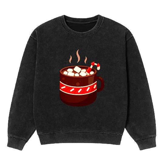 Cozy Hot Chocolate Mug Design Mineral Wash Sweatshirts