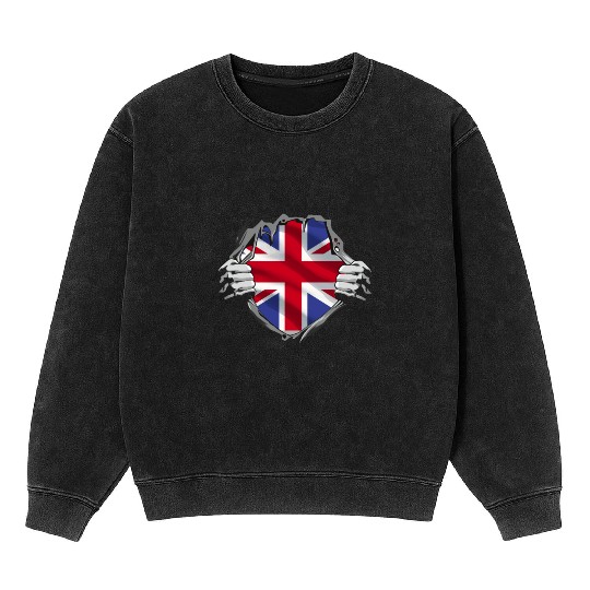 Union Jack Ripped Style UK Pride Mineral Wash Sweatshirts
