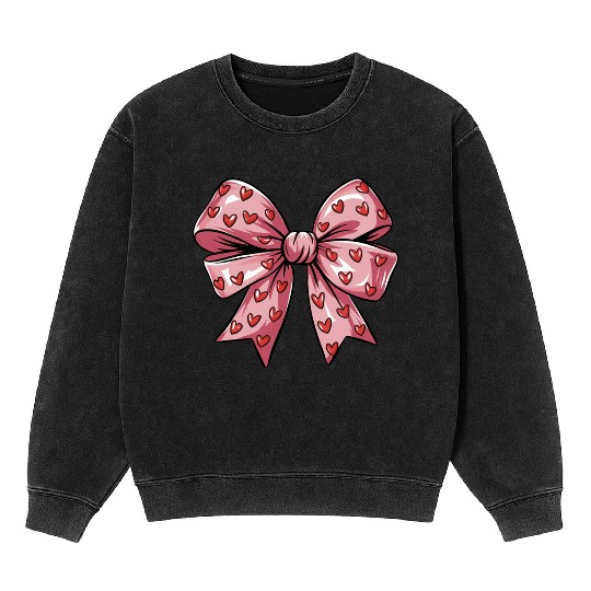 Valentines day Heart Coquette Bow Mineral Wash Sweatshirts
