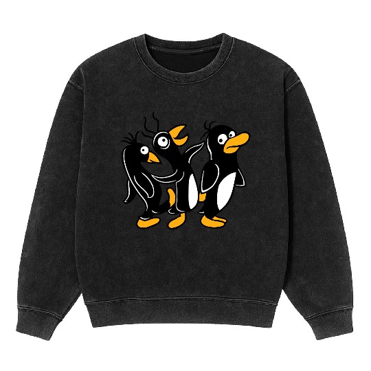 Crazy Penguins Walk Stupid Foot Kick Team Friends Mineral Wash Sweatshirts