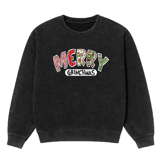 Merry Grin Happy Christmas Mineral Wash Sweatshirts